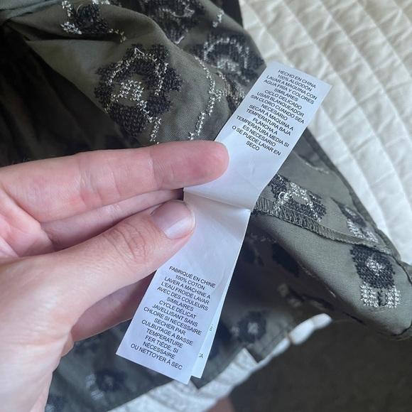 Kate Spade Broome Street Floral Embroidered Poplin Skirt Olive Green Size M - Picture 5 of 8